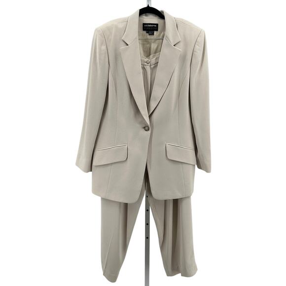 Liz Claiborne Classics Pantsuit WMNS 14 Tan Coordinates Lined Long Sleeve Formal - Picture 1 of 10